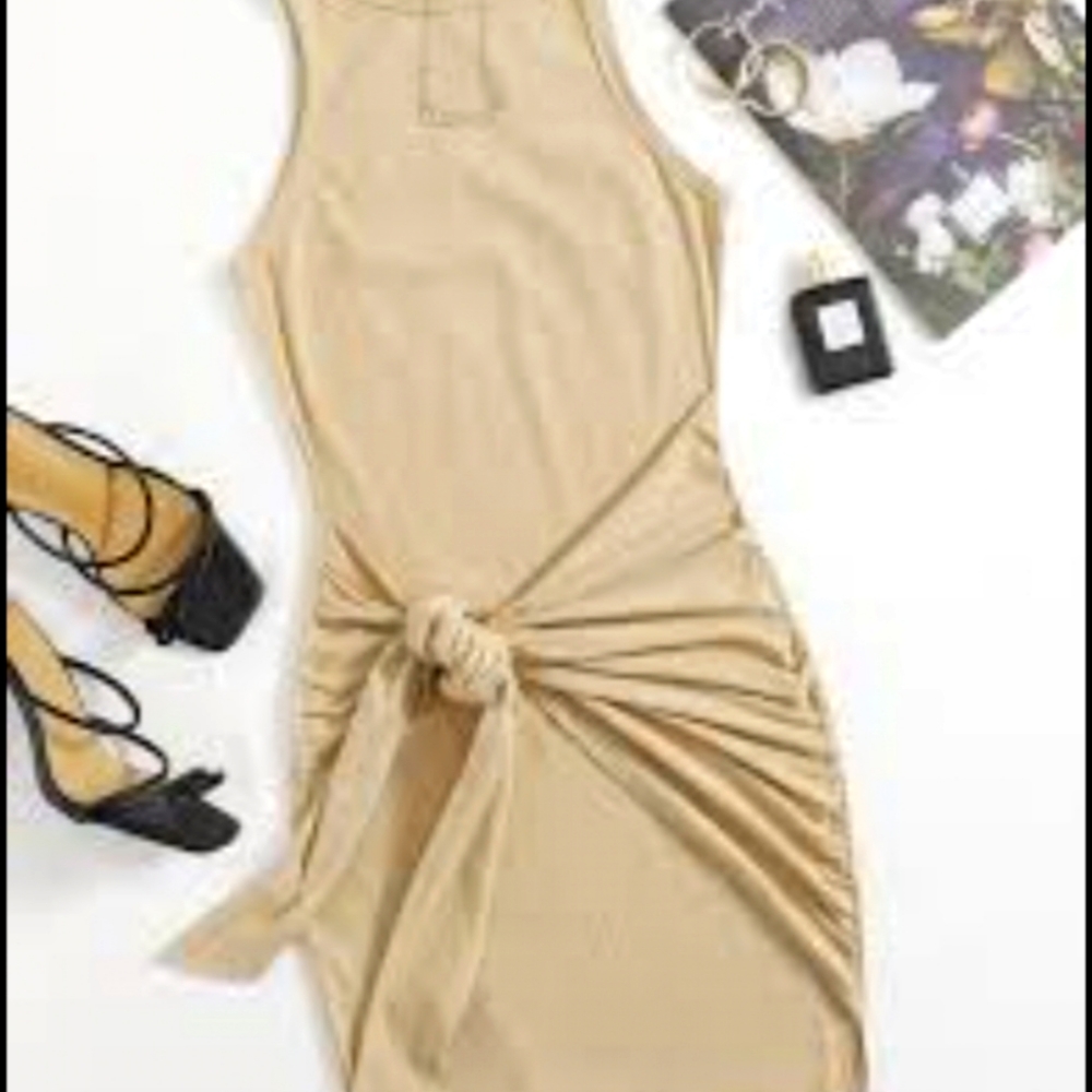 Ruched Tie Bodycon Dress